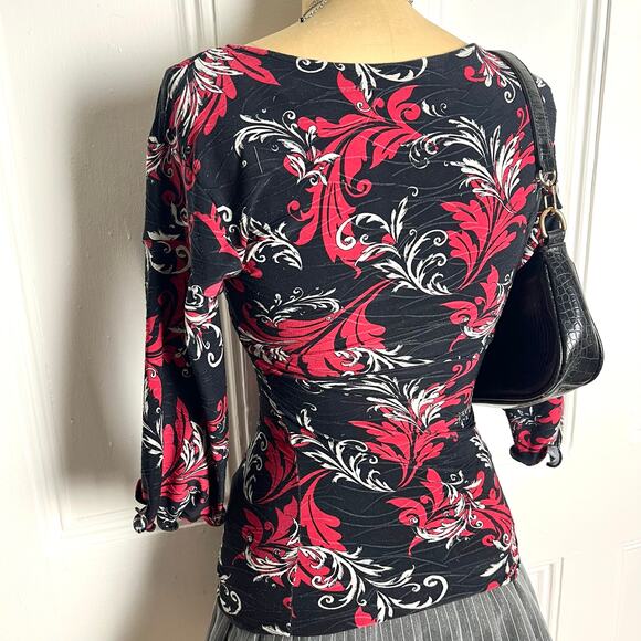 Black Croft & Barrow Altered Fairy Grunge Shirt Red/White 90s Pattern Size S - Picture 2 of 8